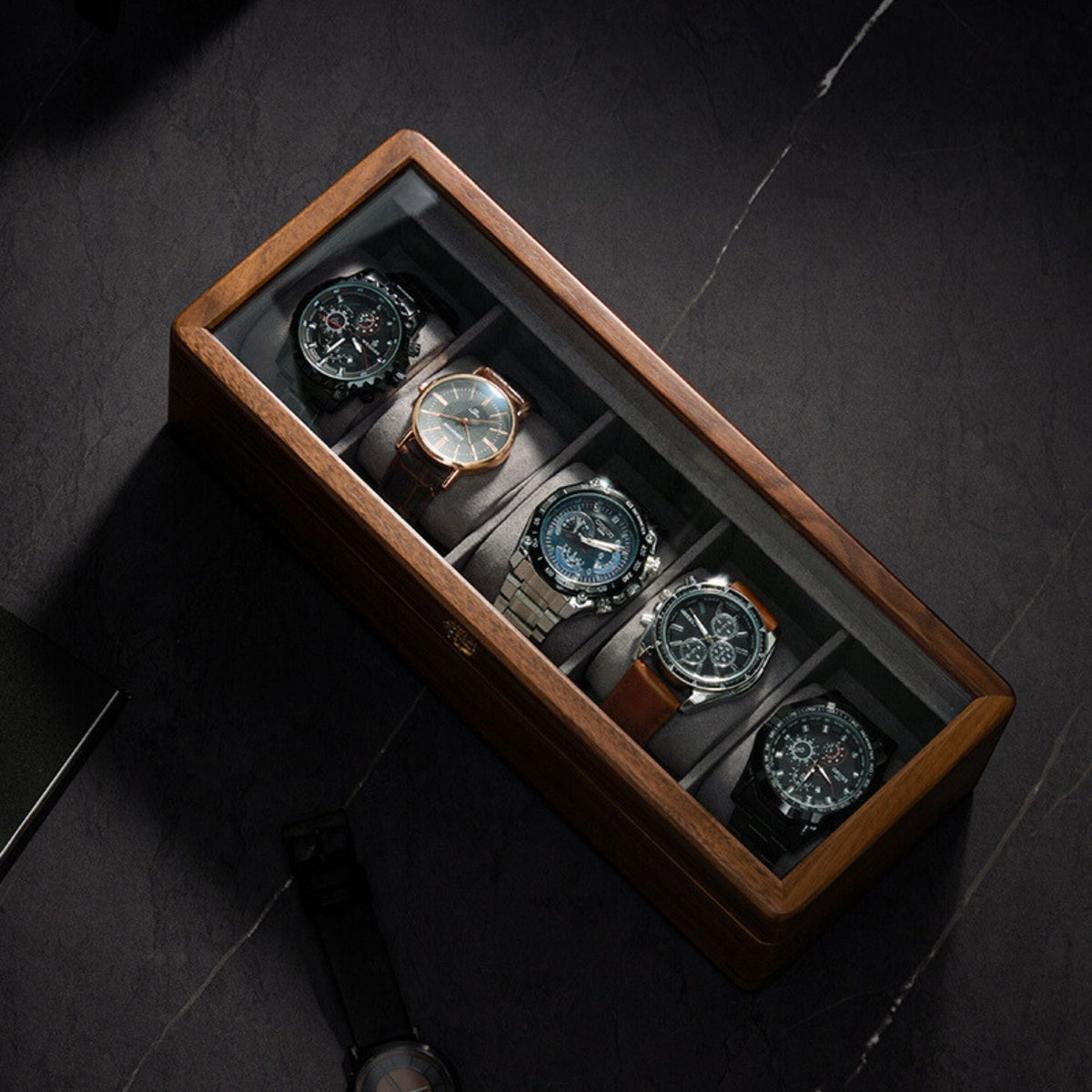 Boîte à montres en noyer massif – Cléophée Paris