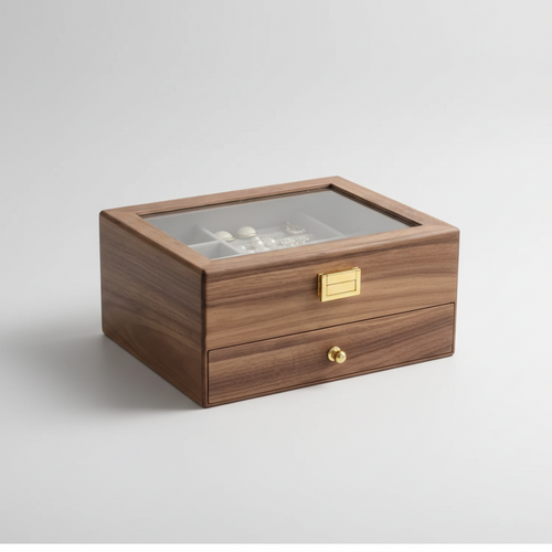 Boîte à bijoux en bois massif avec tiroir