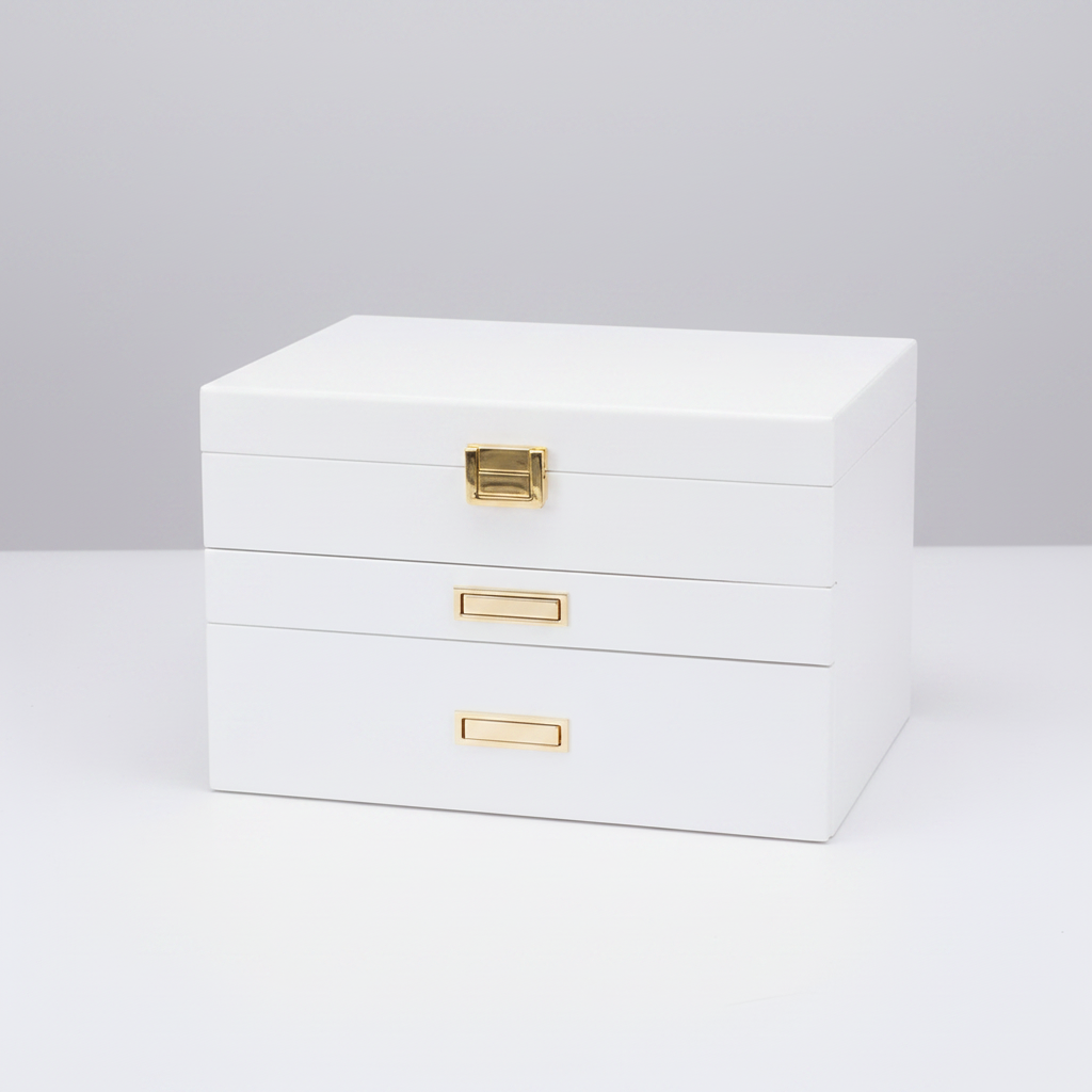 Coffret à bijoux à serrure trois niveaux