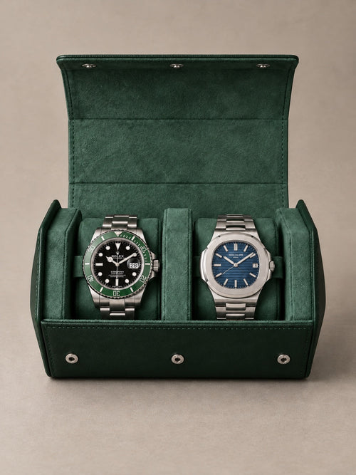 Étui 2 montres vert sapin Ascot