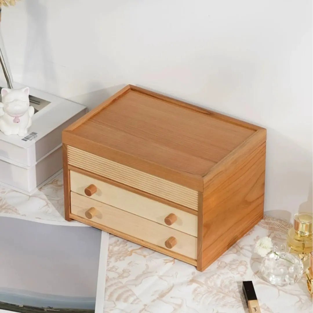 Boîte à bijoux en bois de cerisier massif - Cléophée Paris