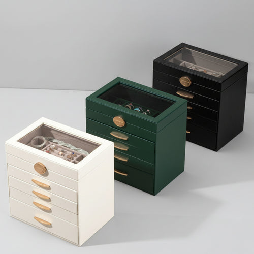 Boîte à Bijoux en Cuir PU – 5 Niveaux et 4 Tiroirs Imperméables - Cléophée Paris