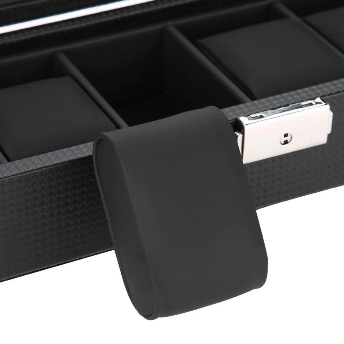 Coffret à montres en carbone noir – 6 emplacements – vue 5 – Cléophée Paris