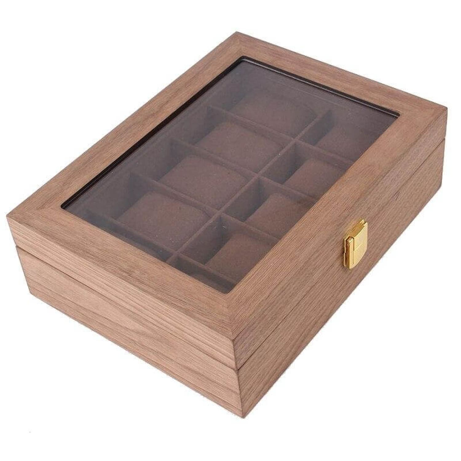 Coffret 10 montres noyer avec loquet et charnières dorés – Cléophée Paris