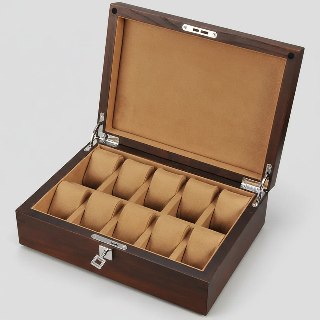 Coffret à montres en bois d'orme – 10 emplacements – Cléophée Paris