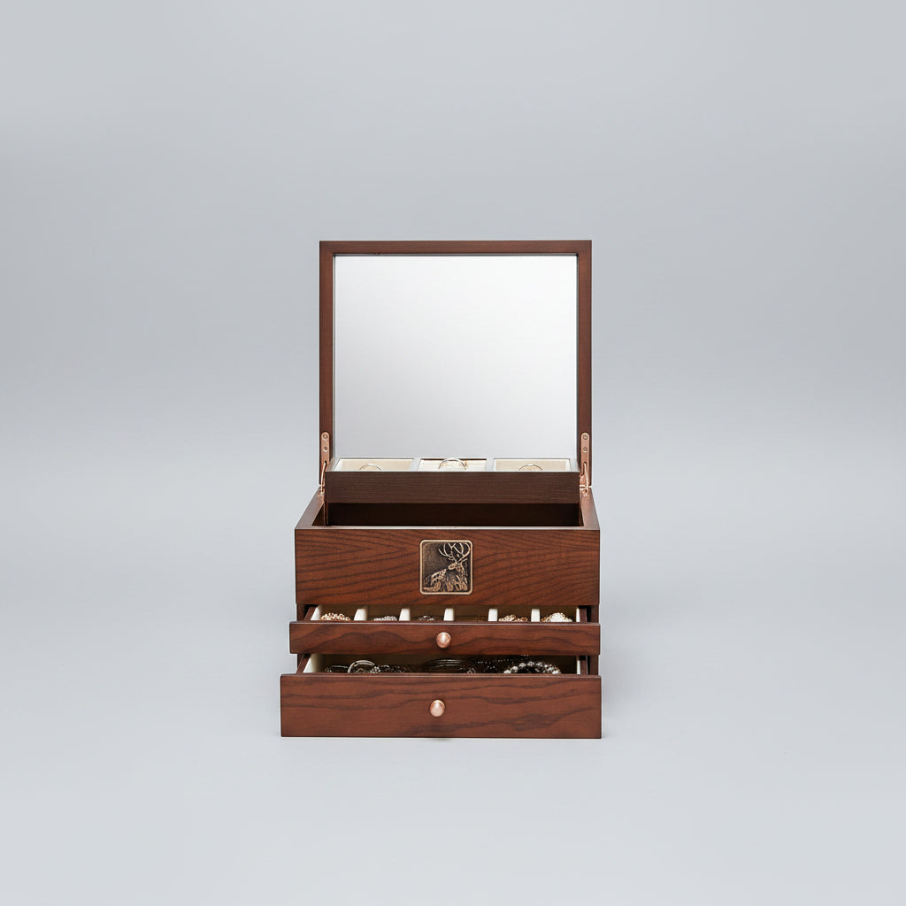 Coffret 4 niveaux avec miroir & motif cerf - Cléophée Paris