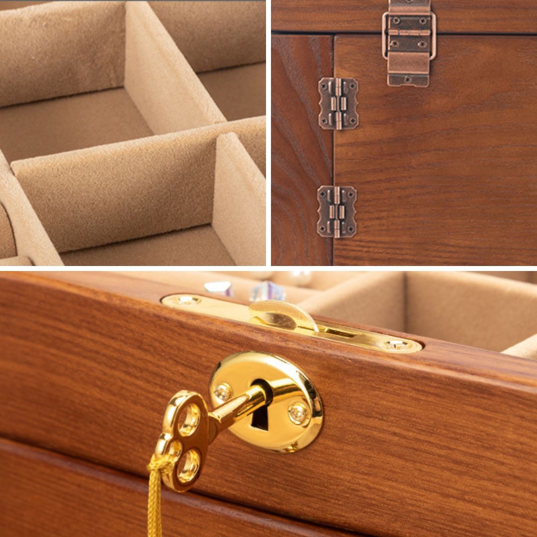 Coffret à Bijoux en Bois MDF avec Miroir et Serrure – 5 Niveaux - Cléophée Paris