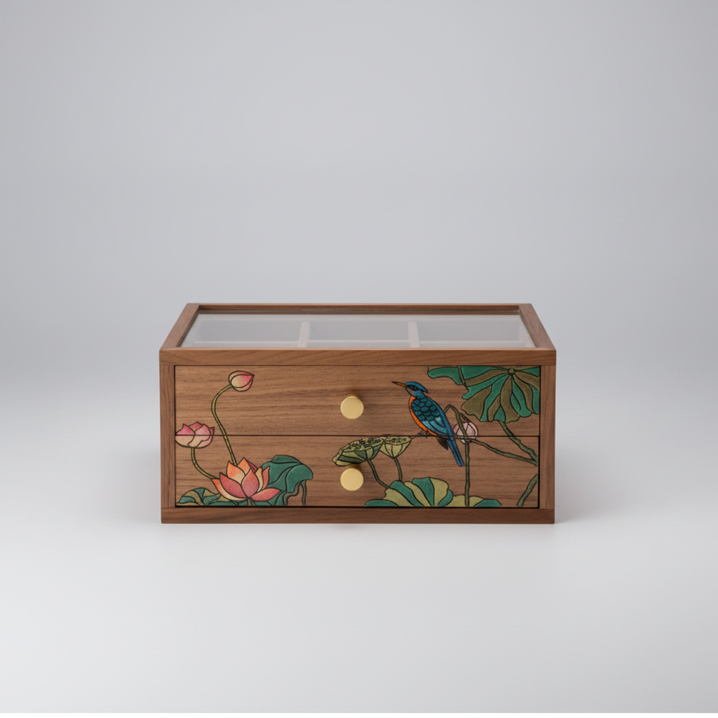 Coffret bois décor peint – 2, 3 ou 4 tiroirs