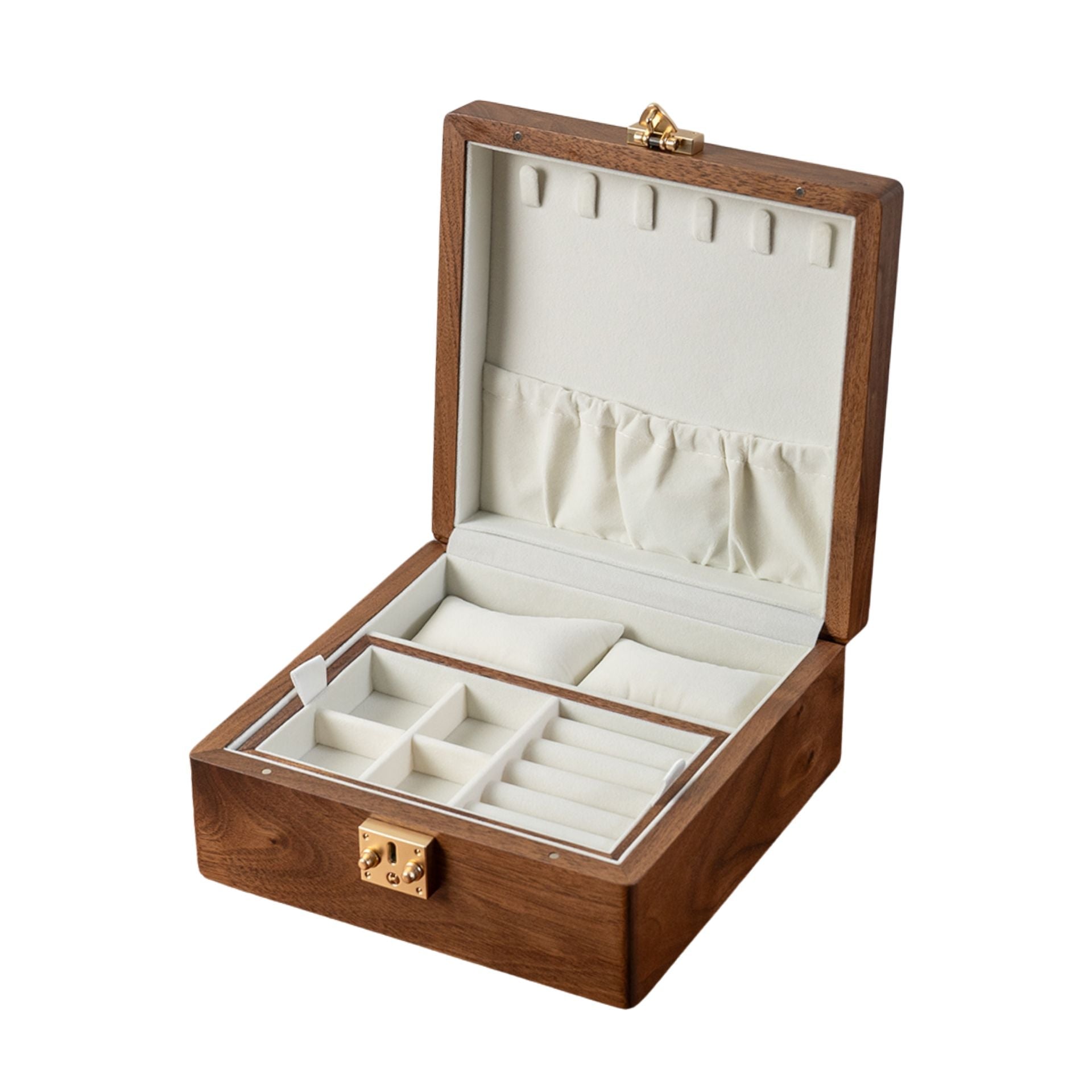 Coffret montres & bijoux en noyer massif – Format carré - Cléophée Paris