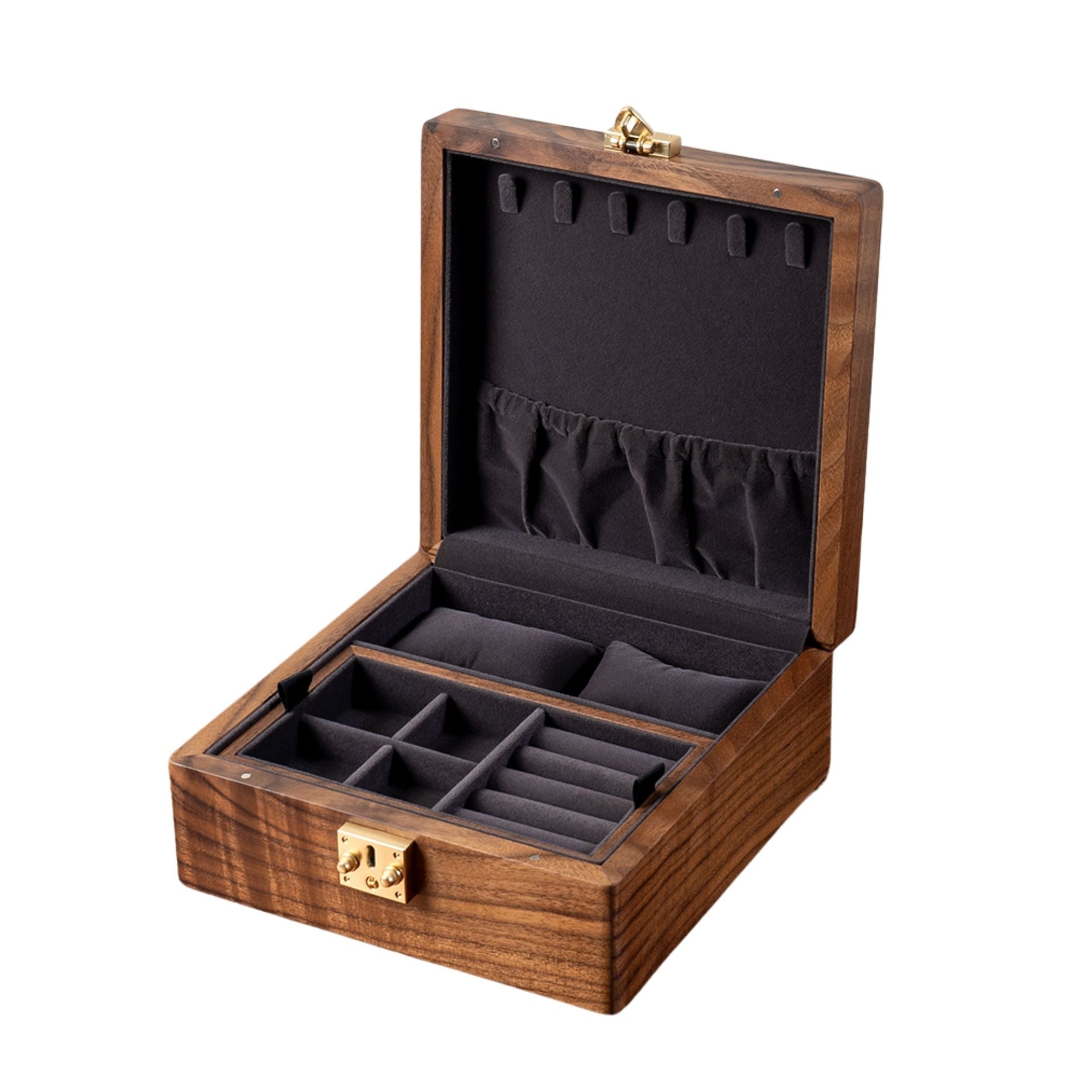 Coffret montres & bijoux en noyer massif – Format carré - Cléophée Paris