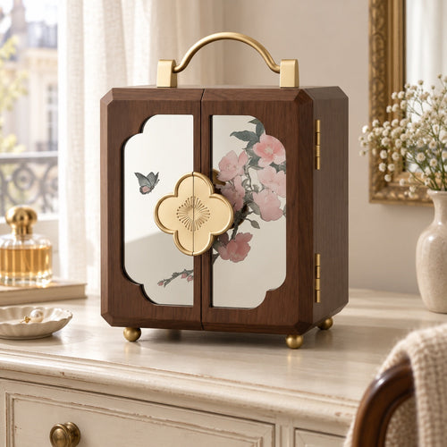 Boîte à bijoux en bois, style cabinet, en situation