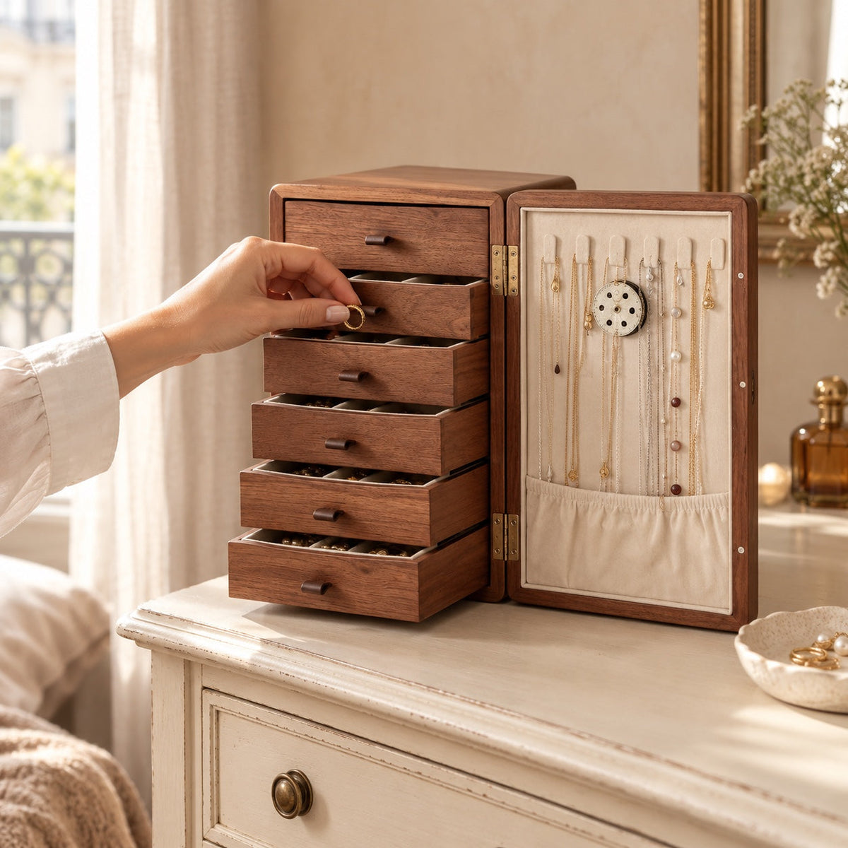 Boîte anti-oxydation avec hygromètre, 6 niveaux, en usage